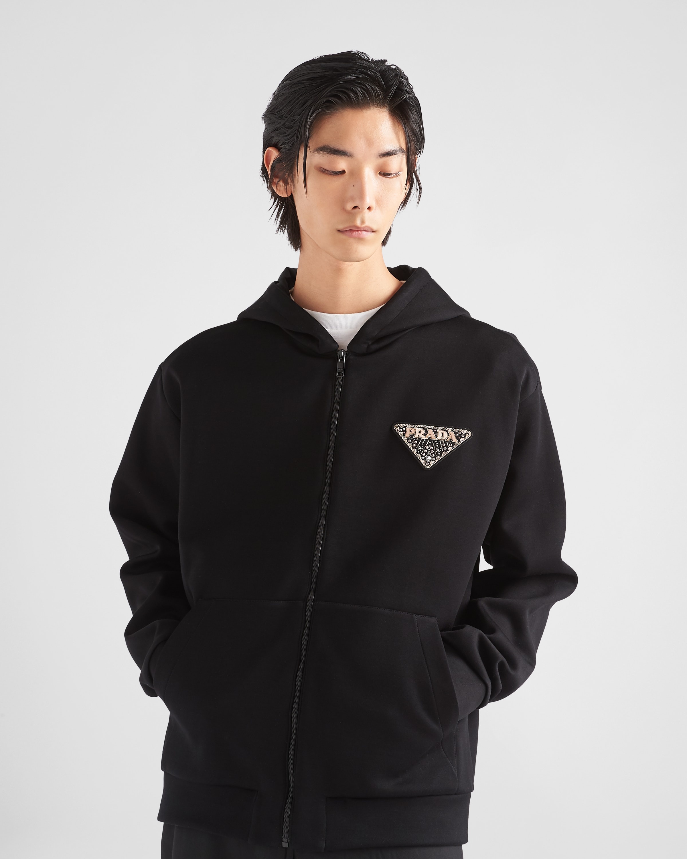 Technical fabric and Re-Nylon hoodie - 4