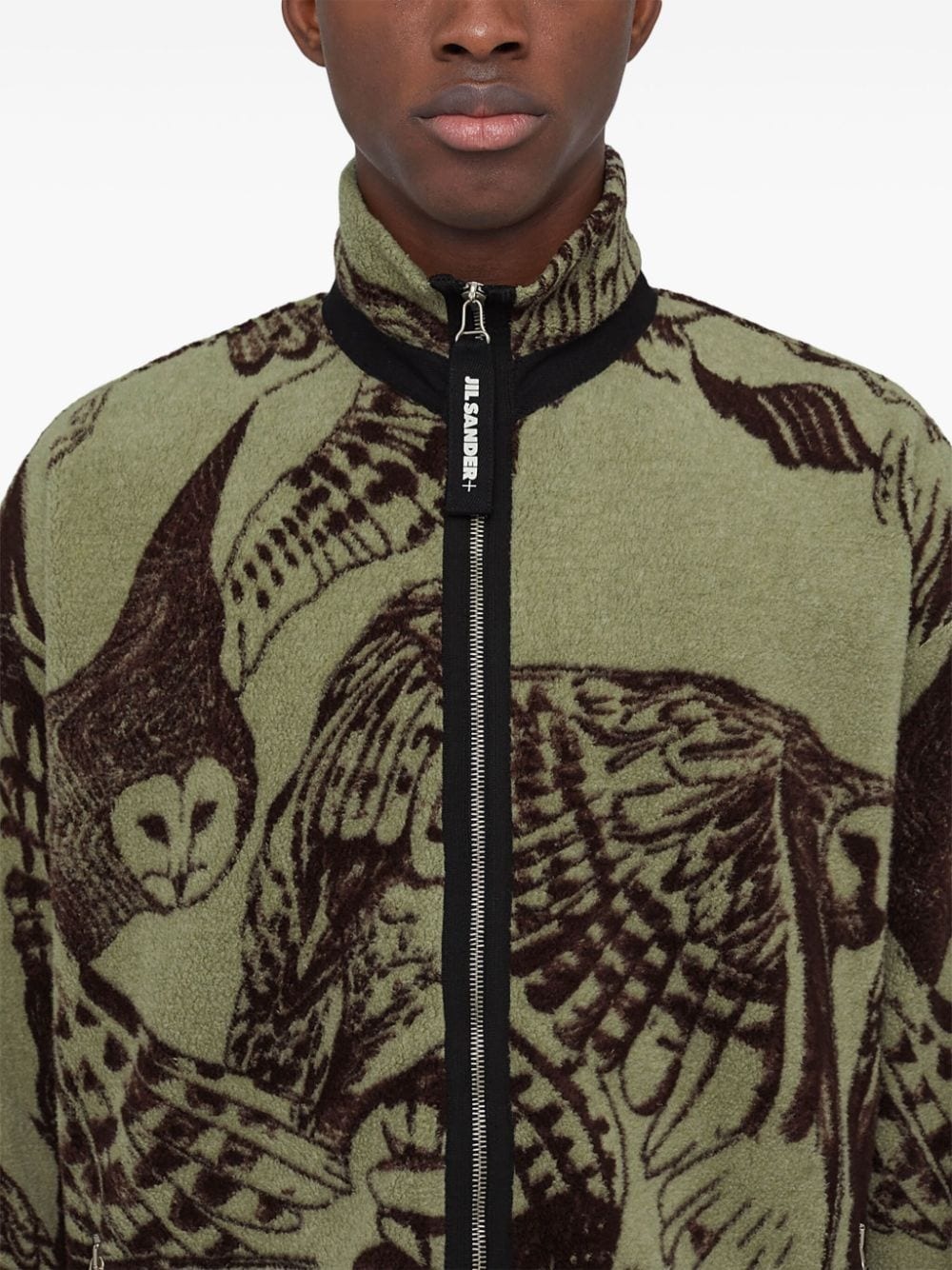 patterned-jacquard zip-up sweatshirt - 5