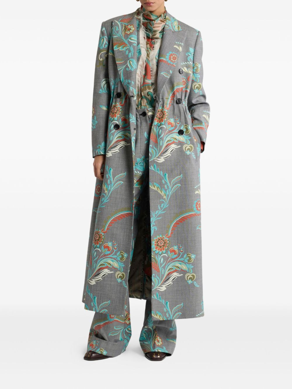 floral-print fringed waistcoat - 2