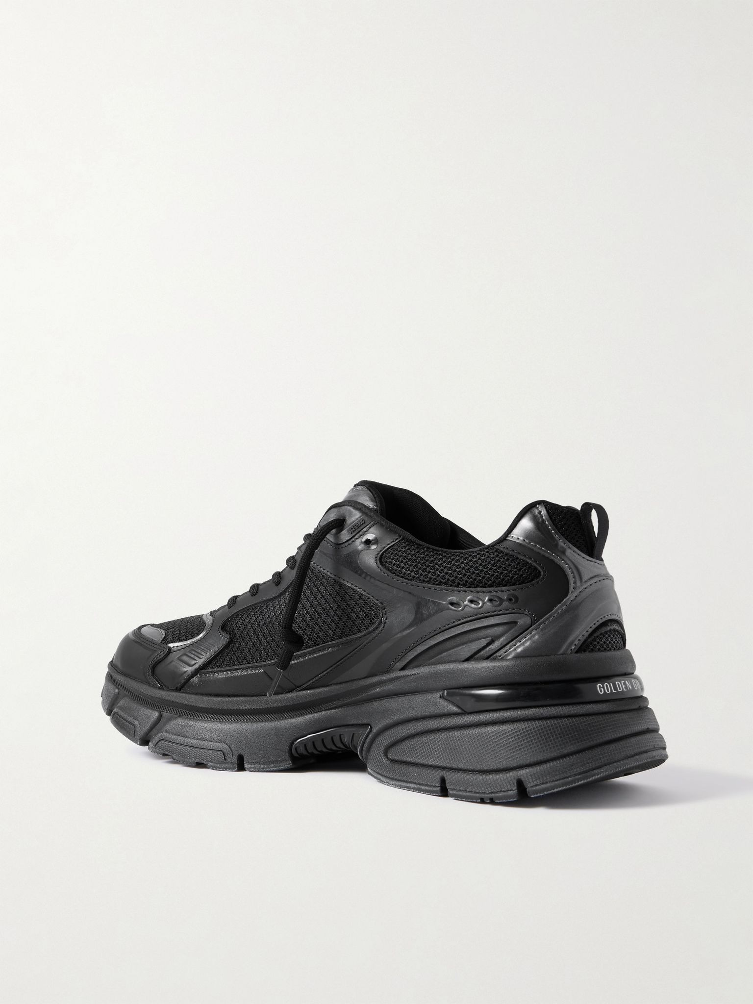 Lightstar Rubber-Trimmed Leather and Mesh Sneakers Black - 4