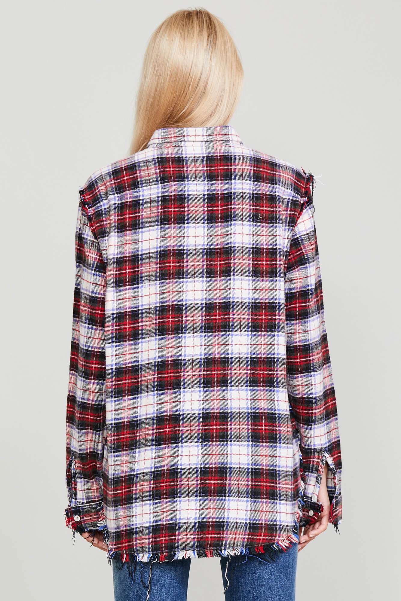 SHREDDED SEAM SHIRT - ECRU PLAID - 4