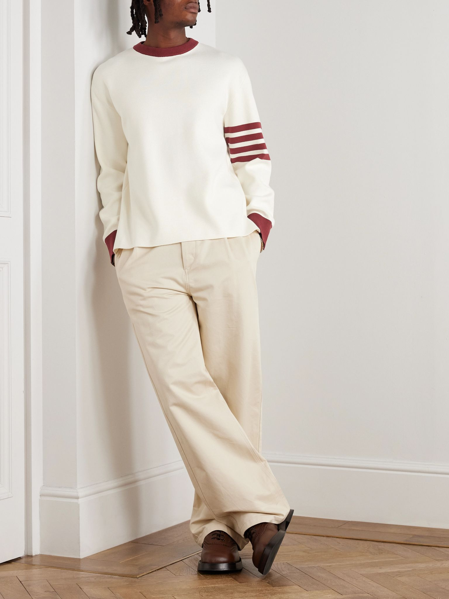 Striped Cotton Sweater White - 2