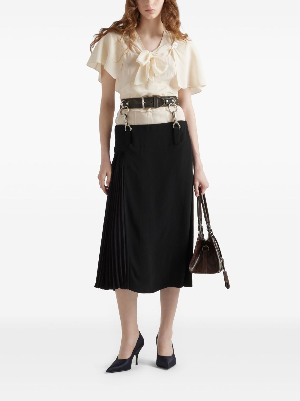 belted pleated midi skirt - 2