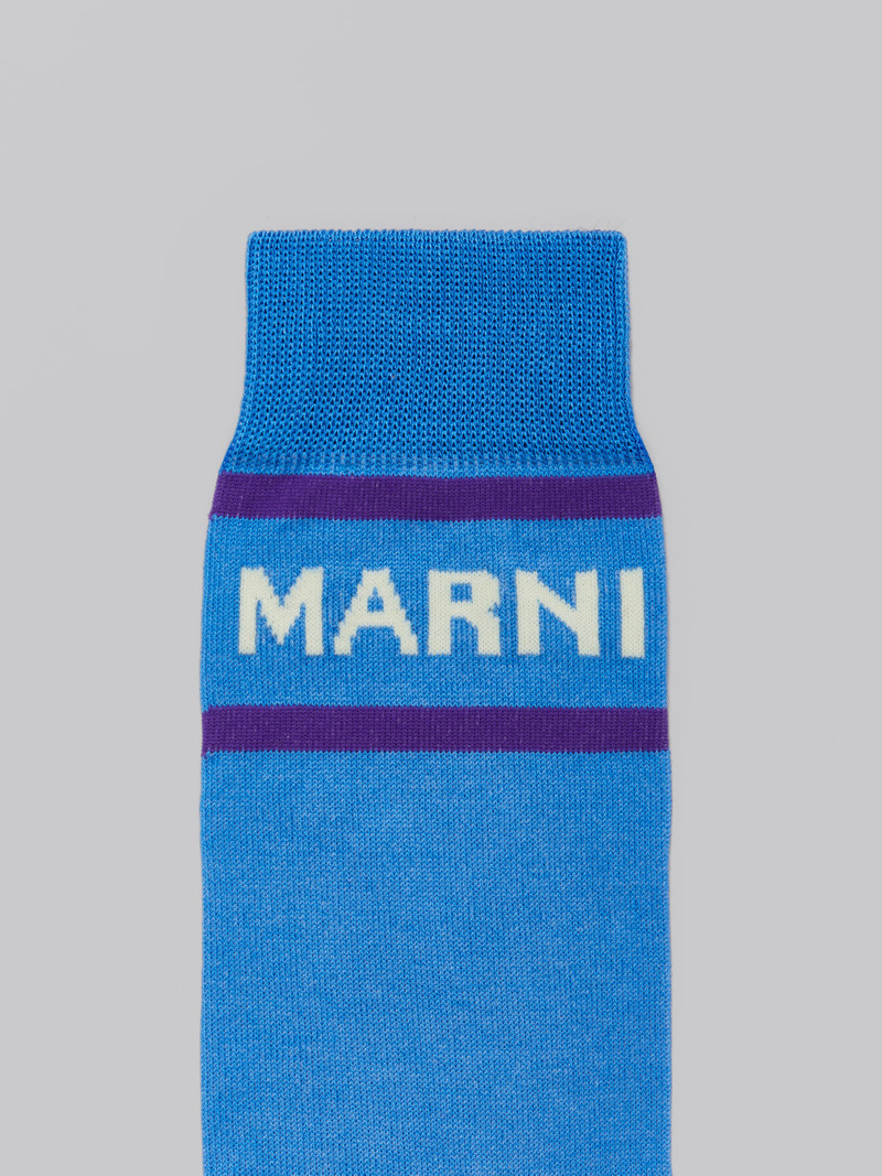 BLUE SOCKS WITH LOGO CUFFS 3