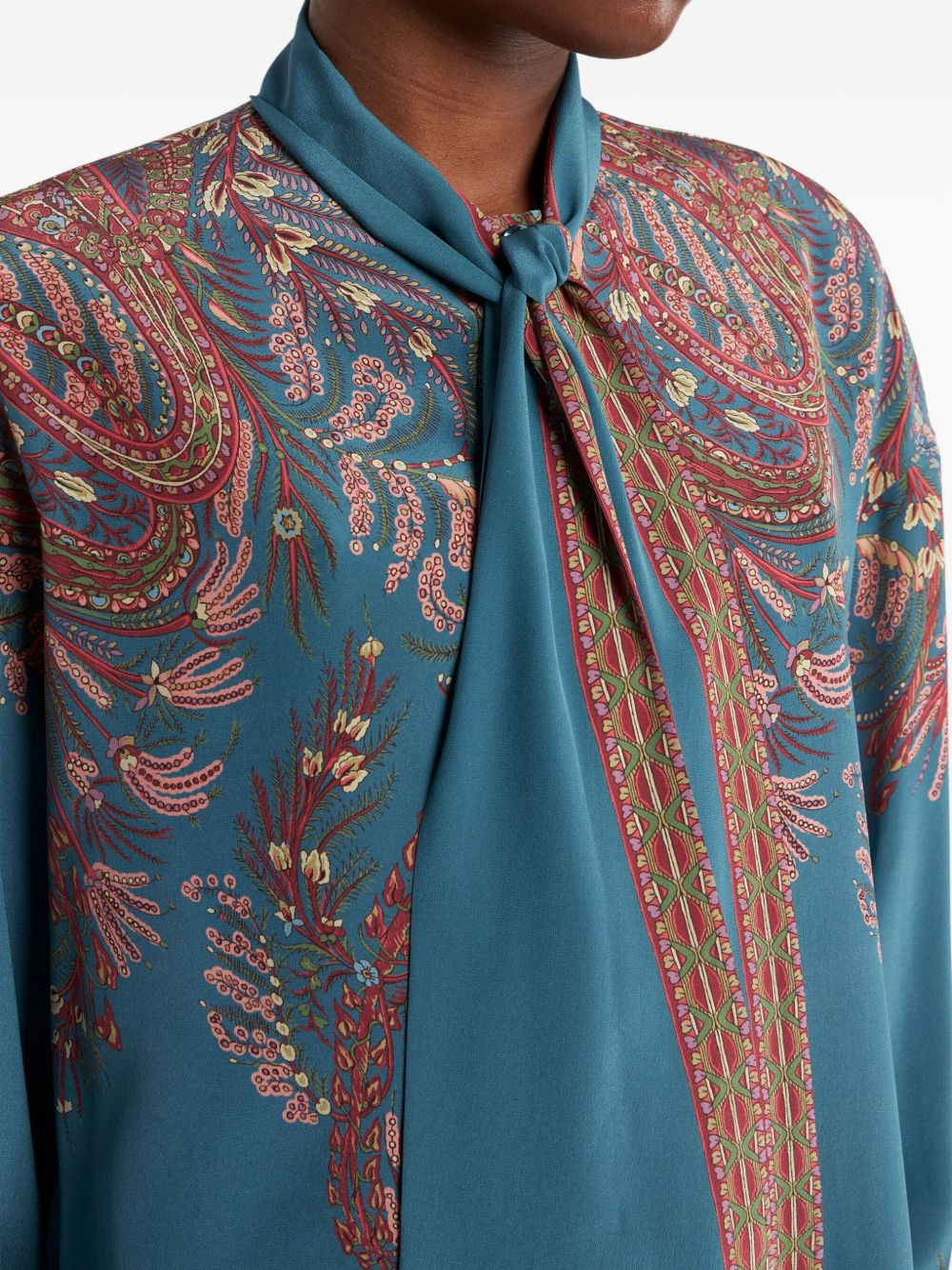 paisley-print tie-neck blouse - 5