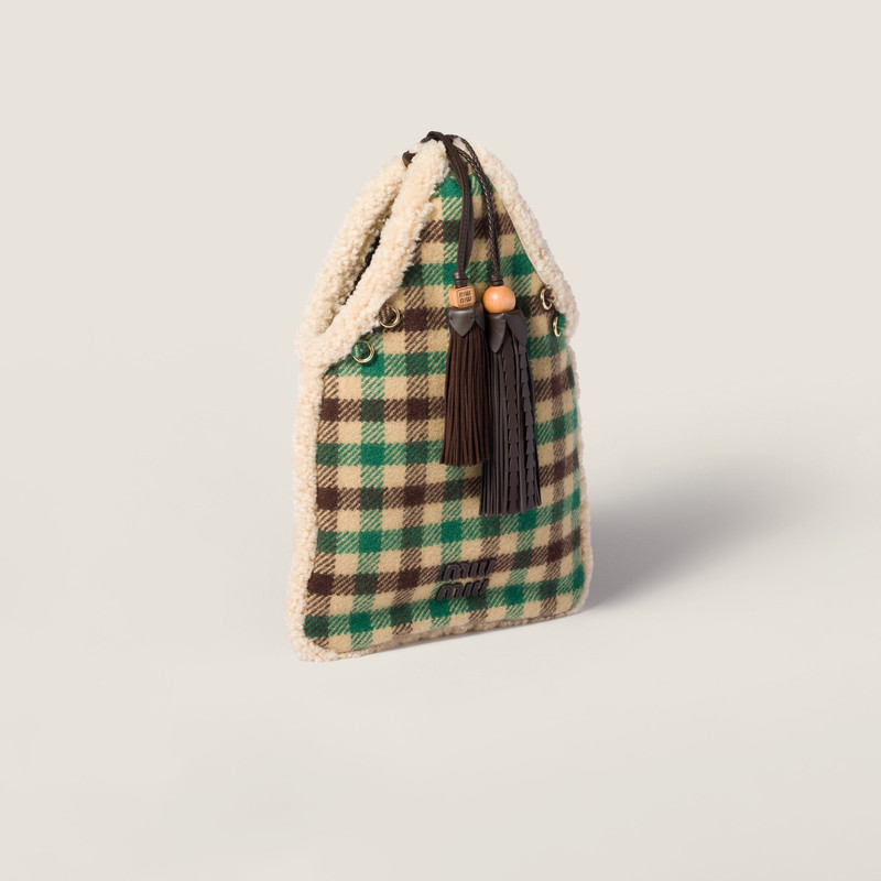 Miu Miu Gingham and shearling handbag outlook