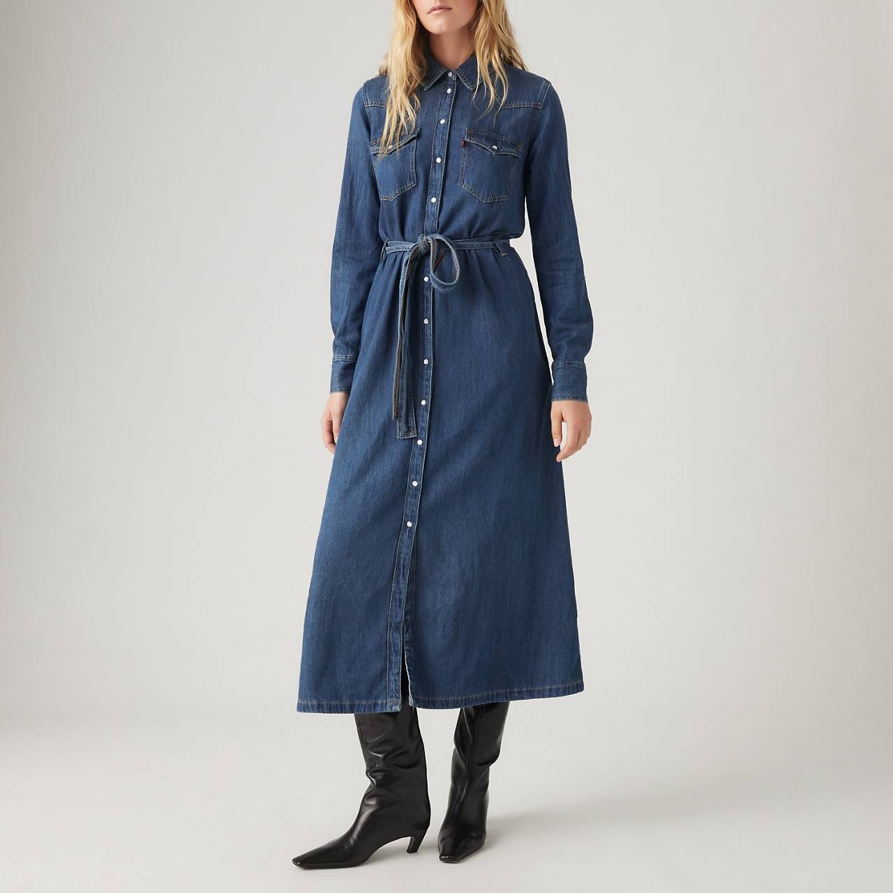 QUINNEY DENIM DRESS - 5