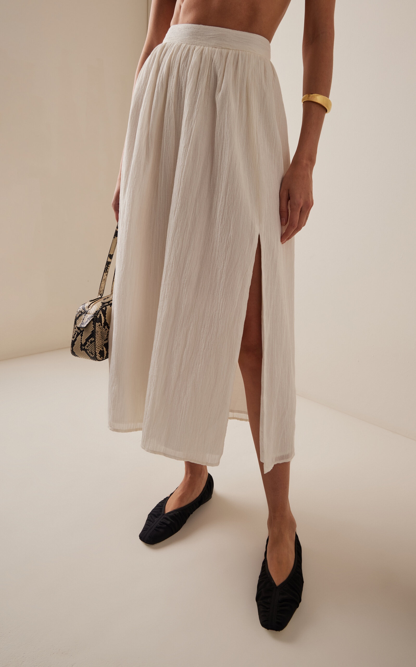 Oriana Cotton Midi Skirt ivory - 3