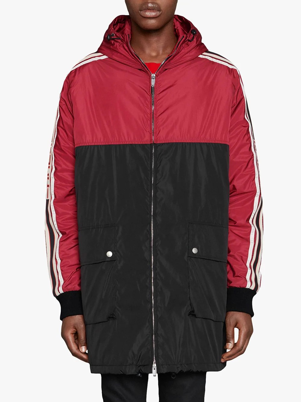 Nylon coat with Gucci stripe - 3