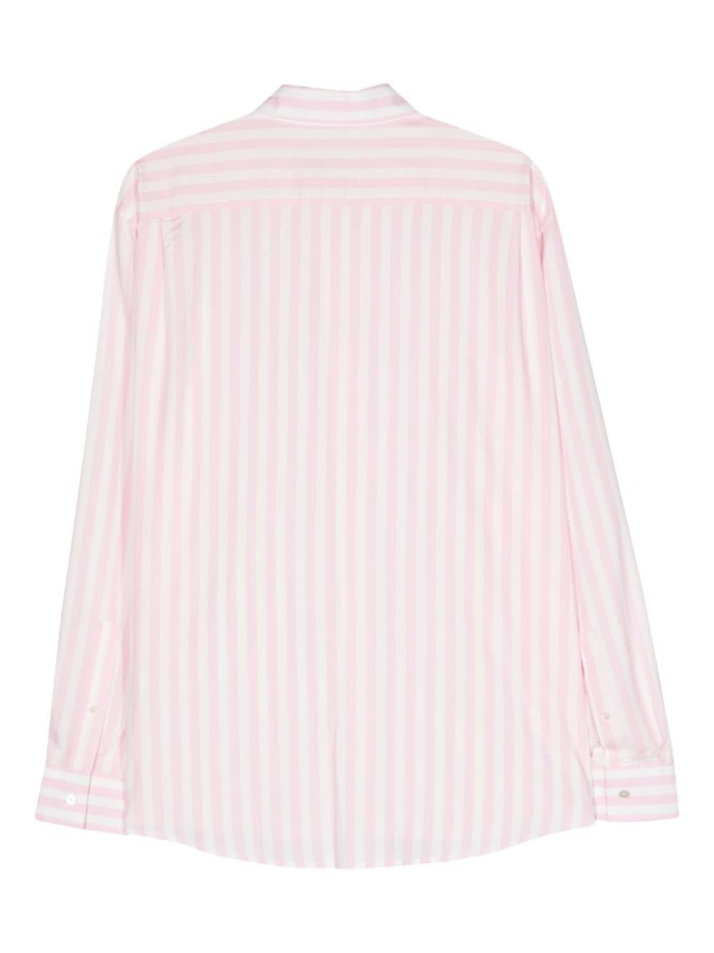 logo-embroidered striped shirt - 2