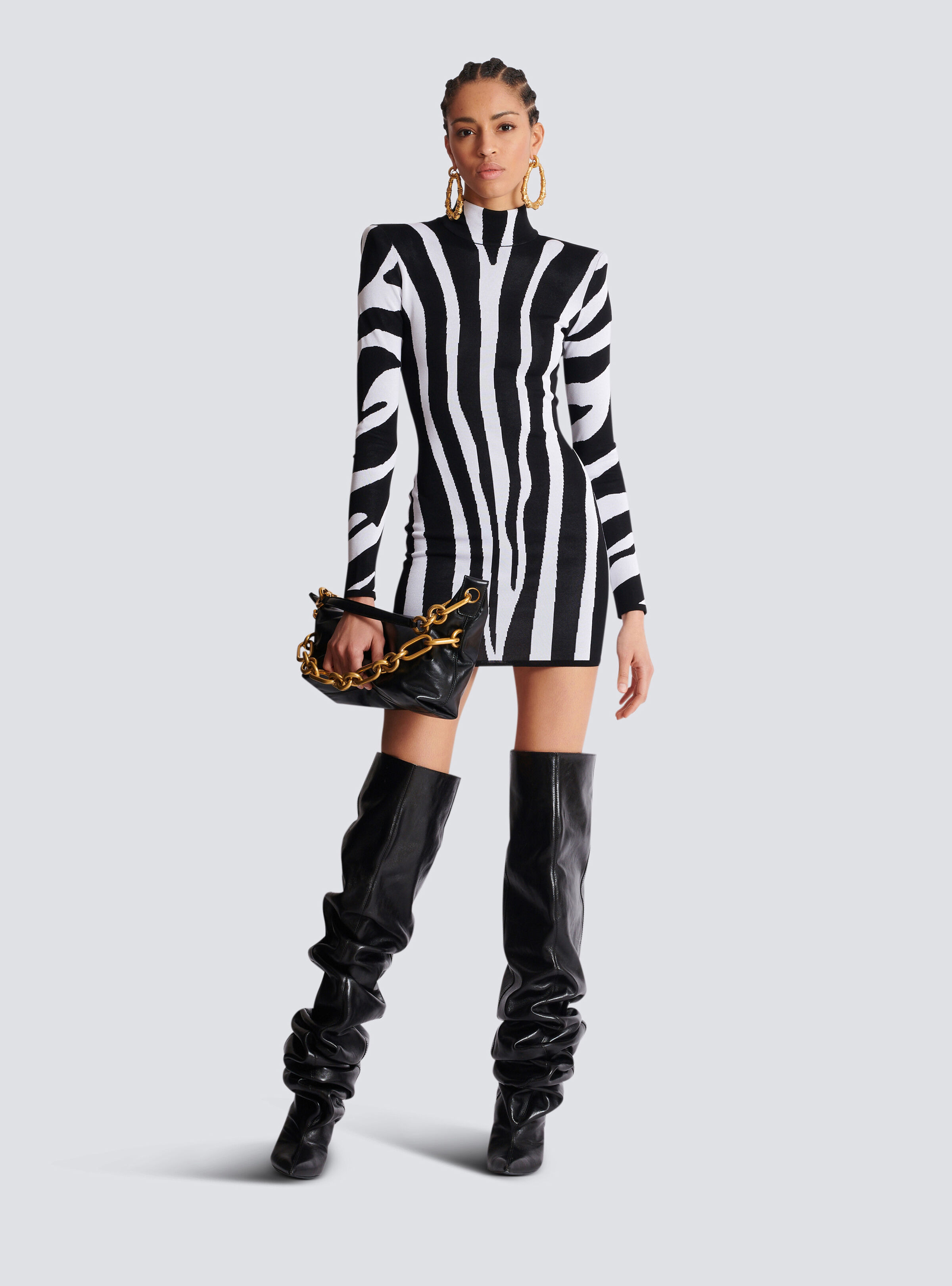 Short knit dress with zebra intarsia - 2