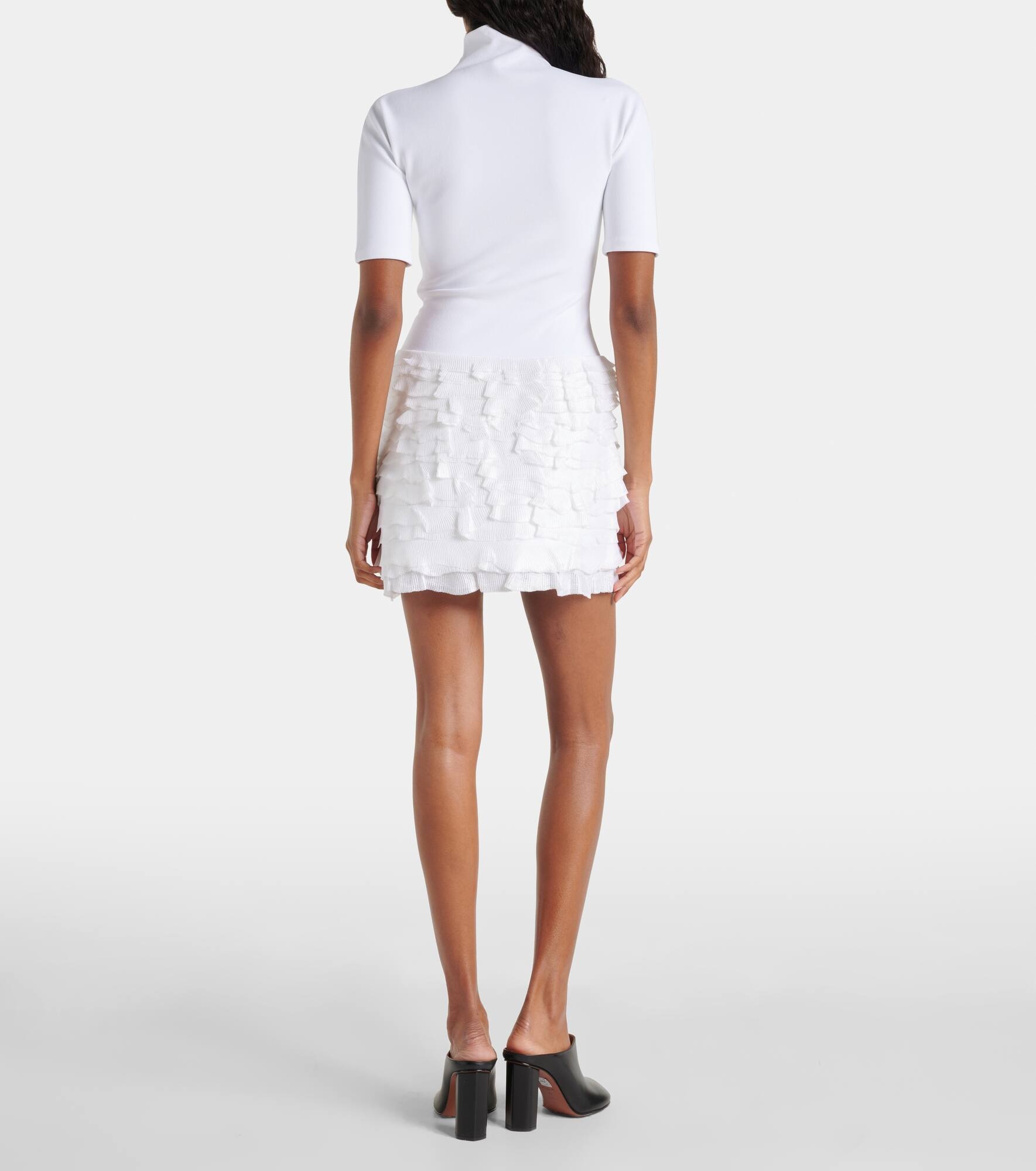 Ruffled high-neck jersey minidress - 3