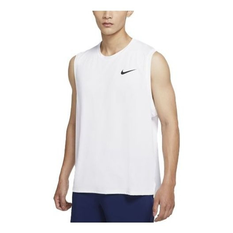 Men's Nike Solid Color Logo Quick Dry Breathable Sports Training Vest White CZ1185-100 - 1