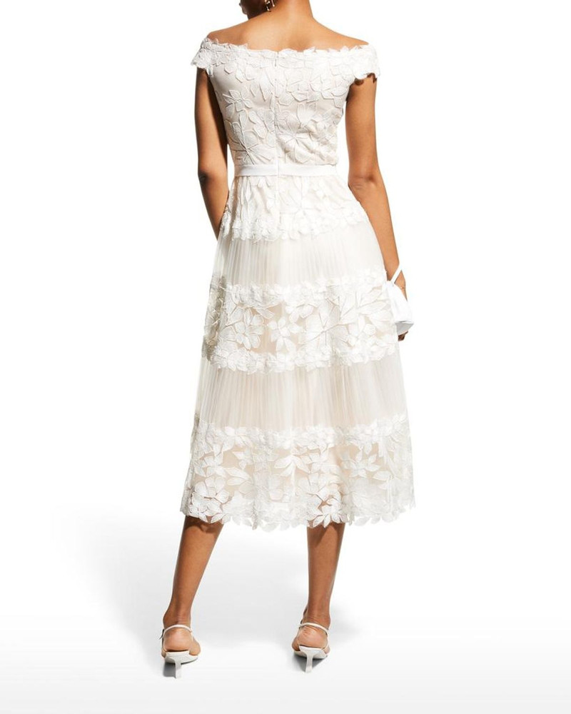 Off-the-Shoulder Cap-Sleeve Lace Midi Dress 4