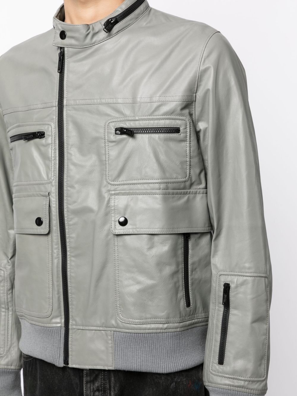 zip-up biker jacket - 5