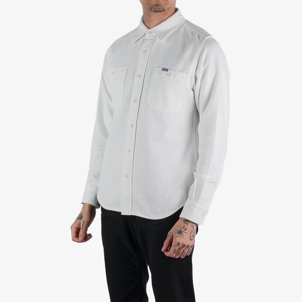 IHSH-279-WHT 7oz Soft Flannel Work Shirt - White - 2