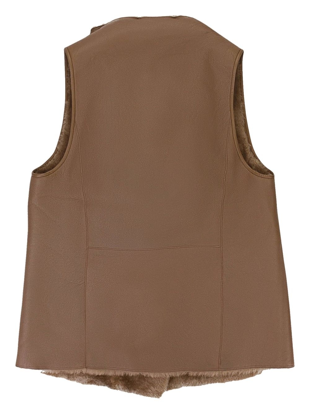 tie-fastening shearling waistcoat - 2