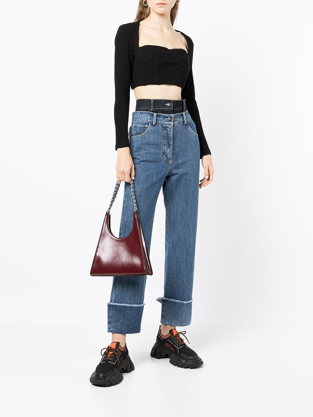 washed double-layer jeans - 2