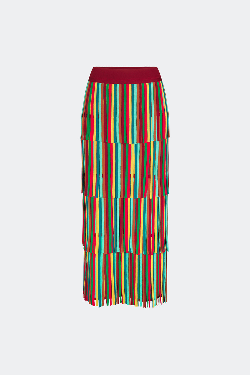 SIMONMILLER Za Za Knit Skirt In Vibrant Multi Stripe outlook