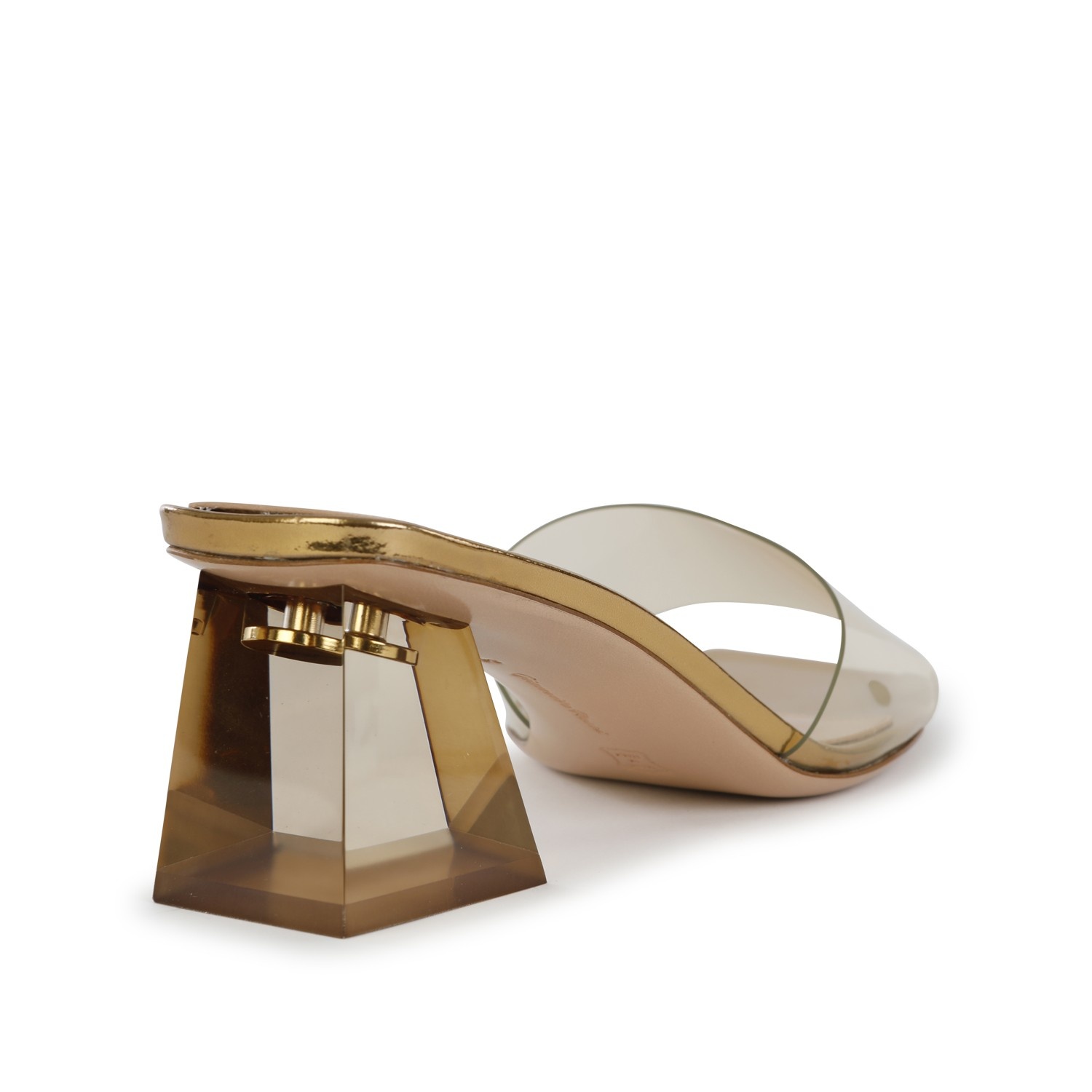 GOLD-TONE LEATHER SANDALS - 3