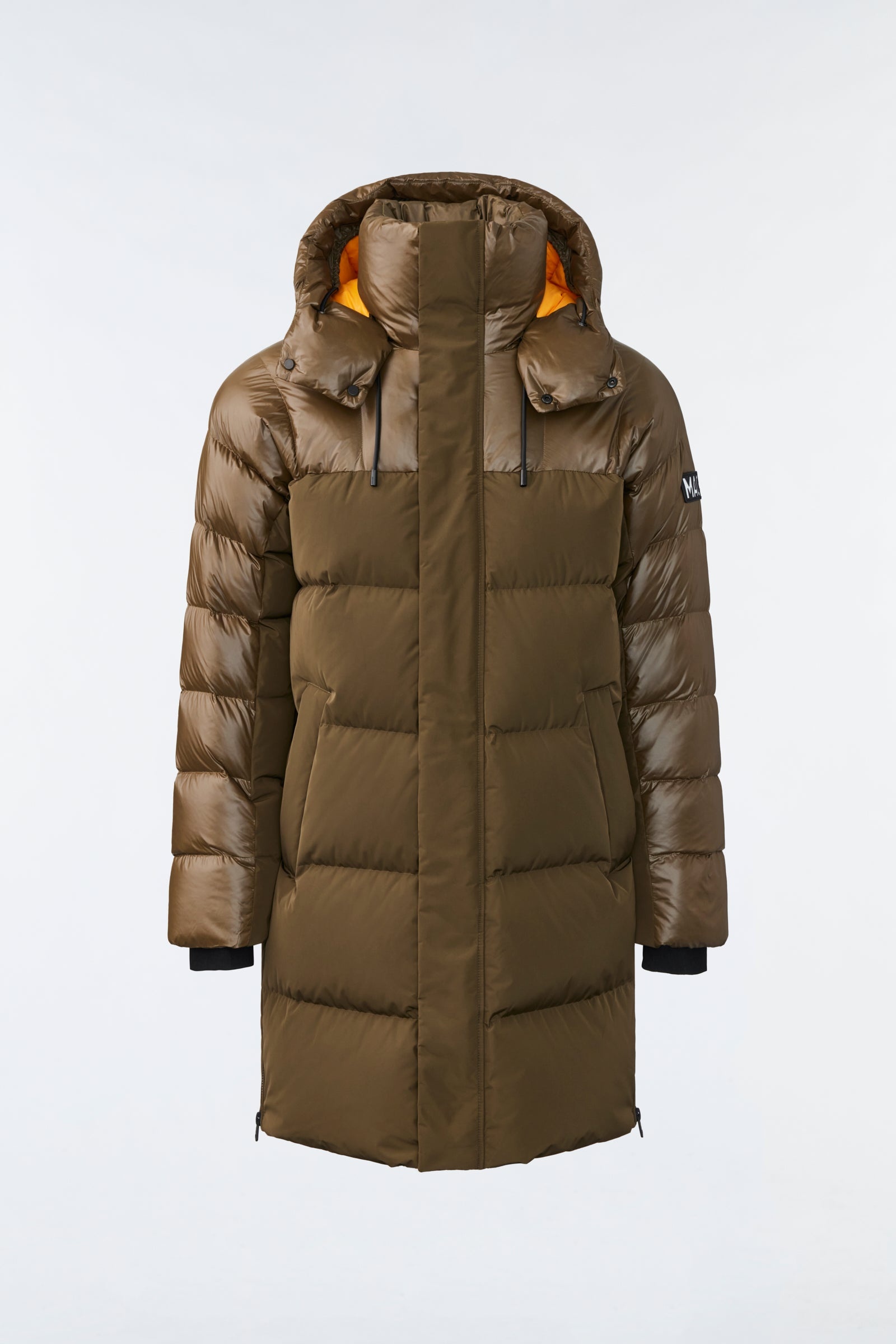 KAZUYA mixed-media down coat with hood - 1