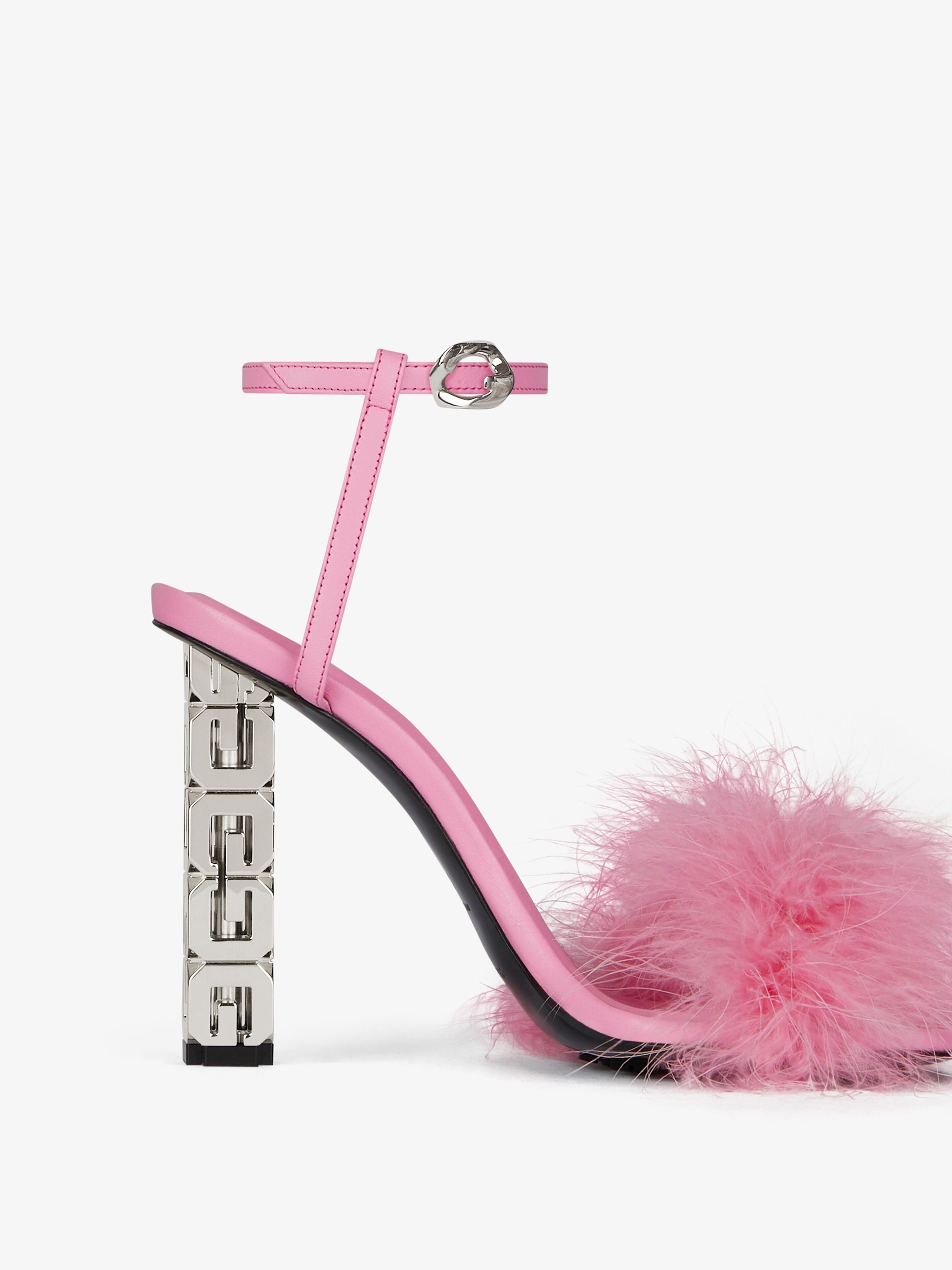 G CUBE SANDALS IN FEATHERS AND LEATHER - 5
