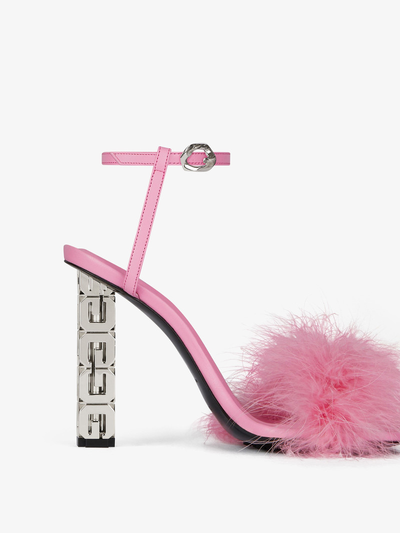 G CUBE SANDALS IN FEATHERS AND LEATHER 5