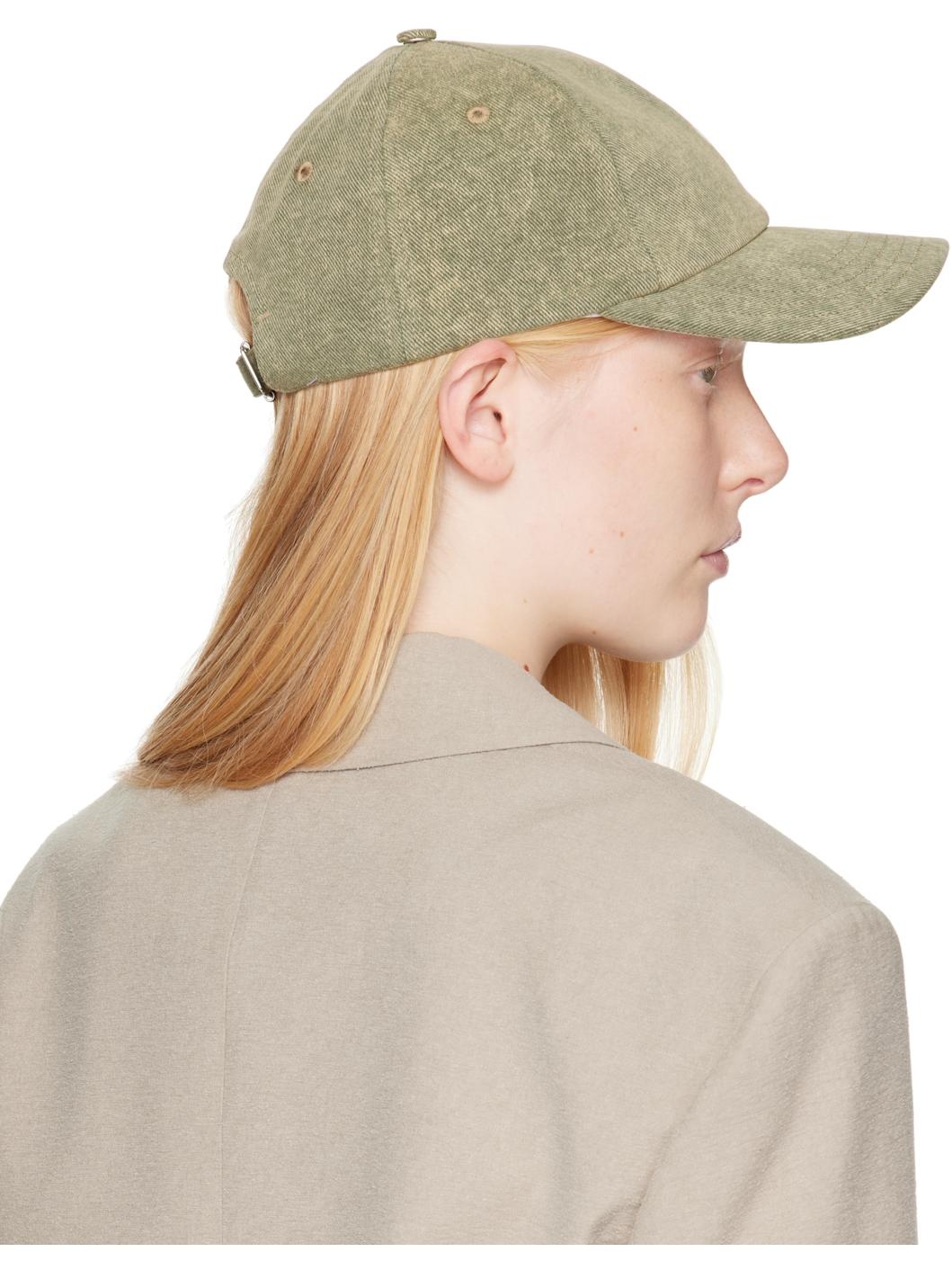 Khaki Cotton Ami de Coeur Embroidery Cap - 3