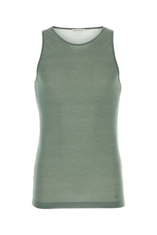 Sage green cotton blend tank top - 1