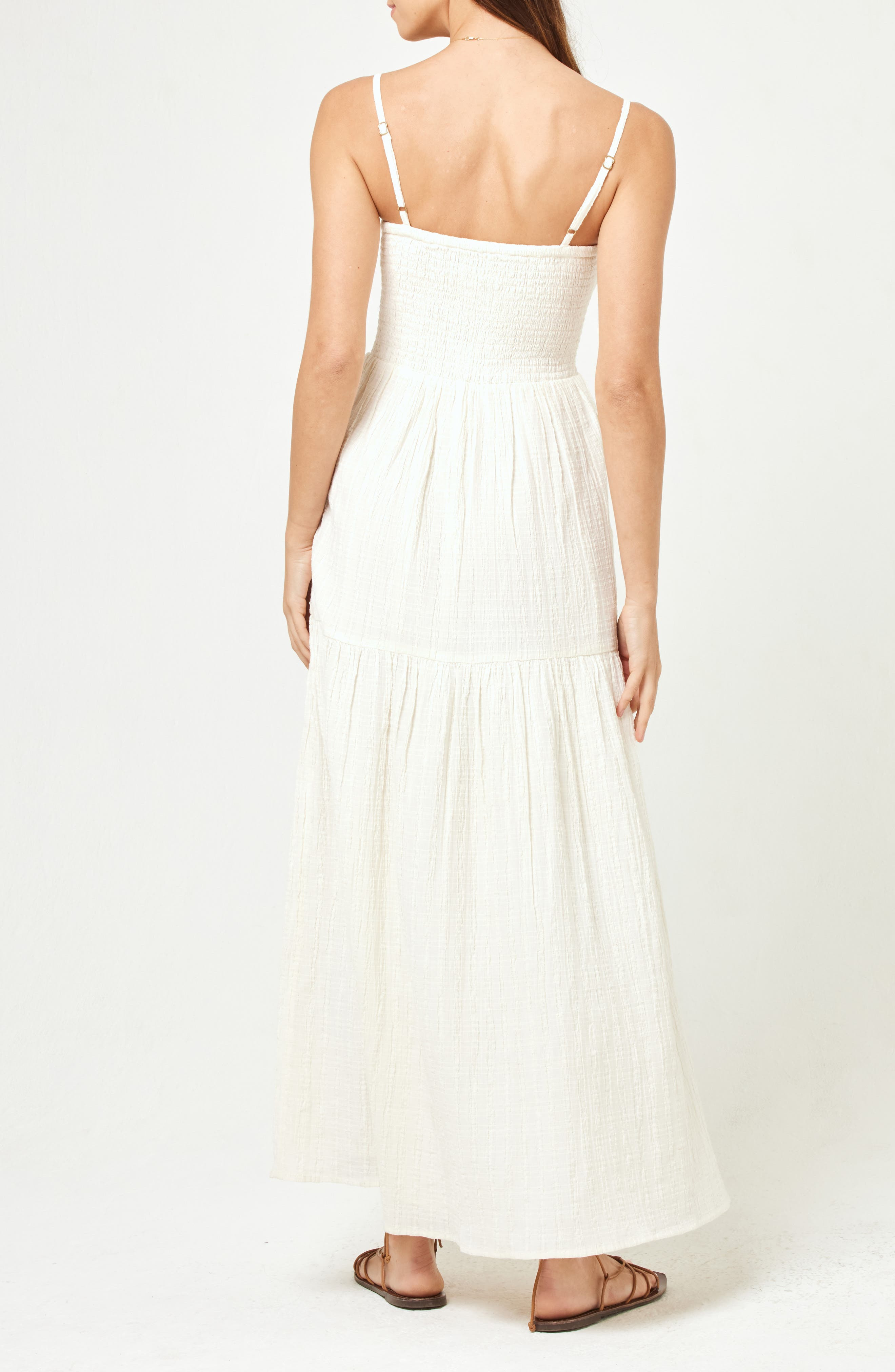 LSPACE Mallorca Smocked Cover-Up Maxi Dress in Cream at Nordstrom - 2