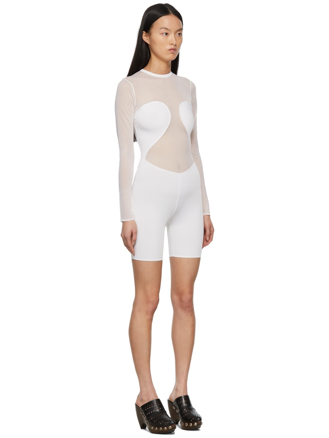White Sheer Short Jumpsuit - 3