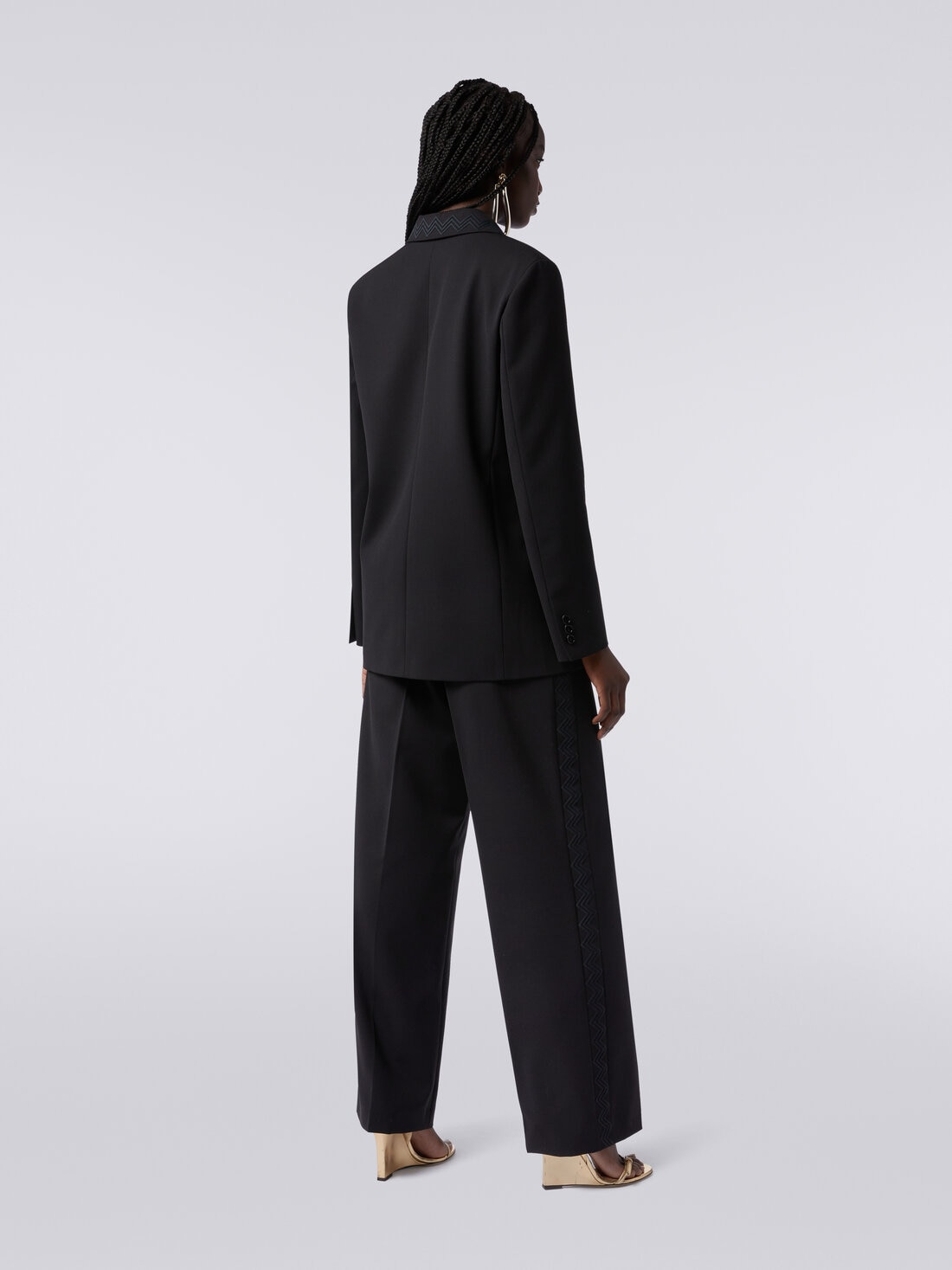 Wool blazer with zigzag embroidery - 4