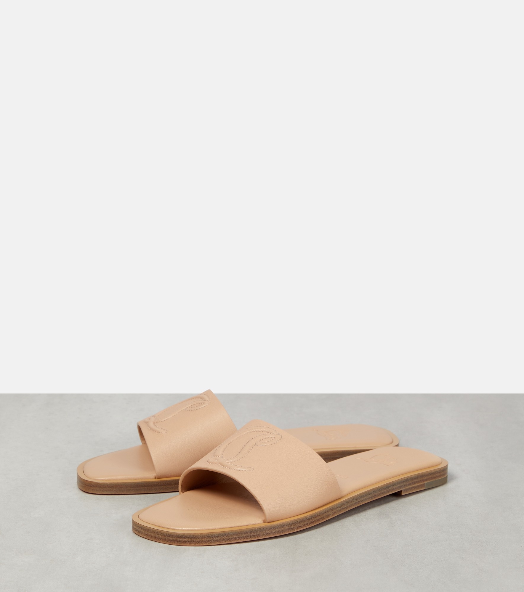 CL embossed leather slides - 5