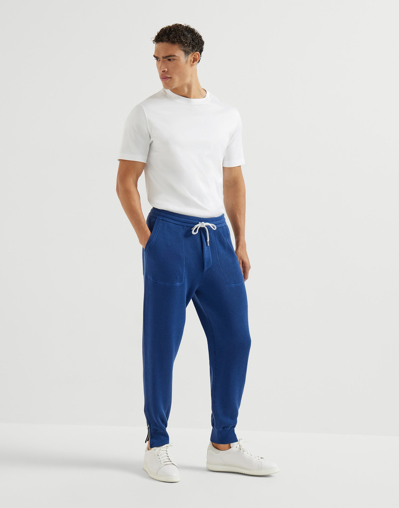 Cotton English rib knit trousers with zipper cuffs 5