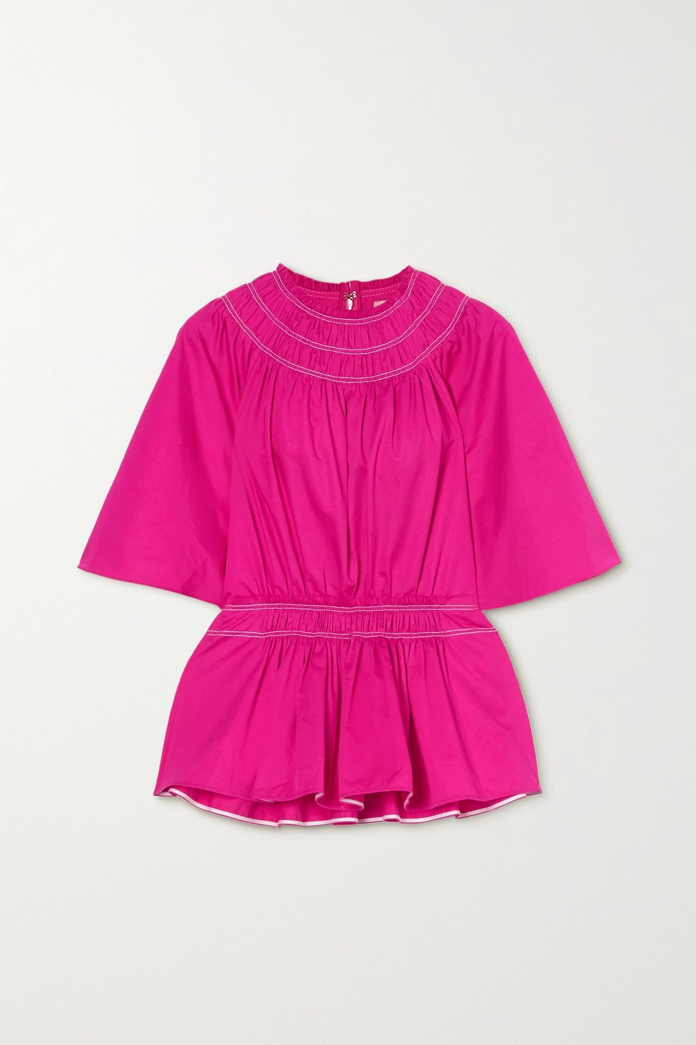 Lima ruched cotton-satin peplum blouse - 1