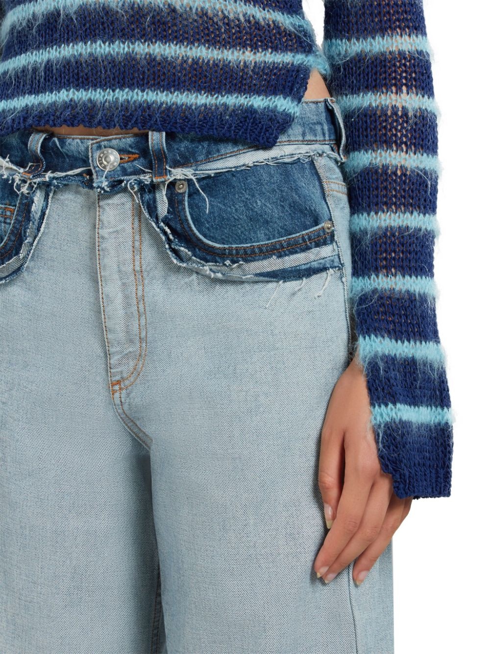 panelled mid-rise wide-leg jeans - 5