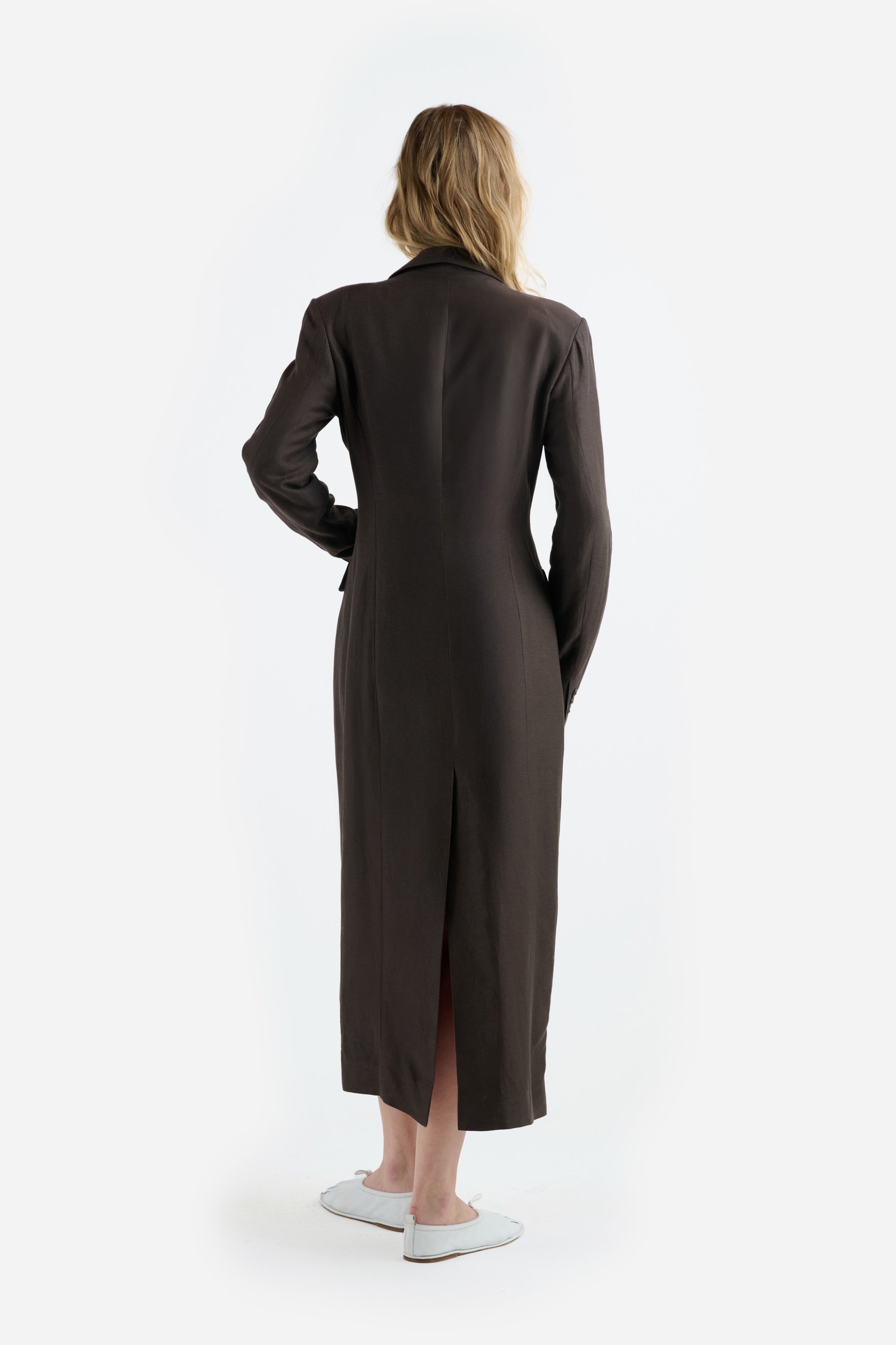 DOUBLE BREASTED LONG BLAZER - 4