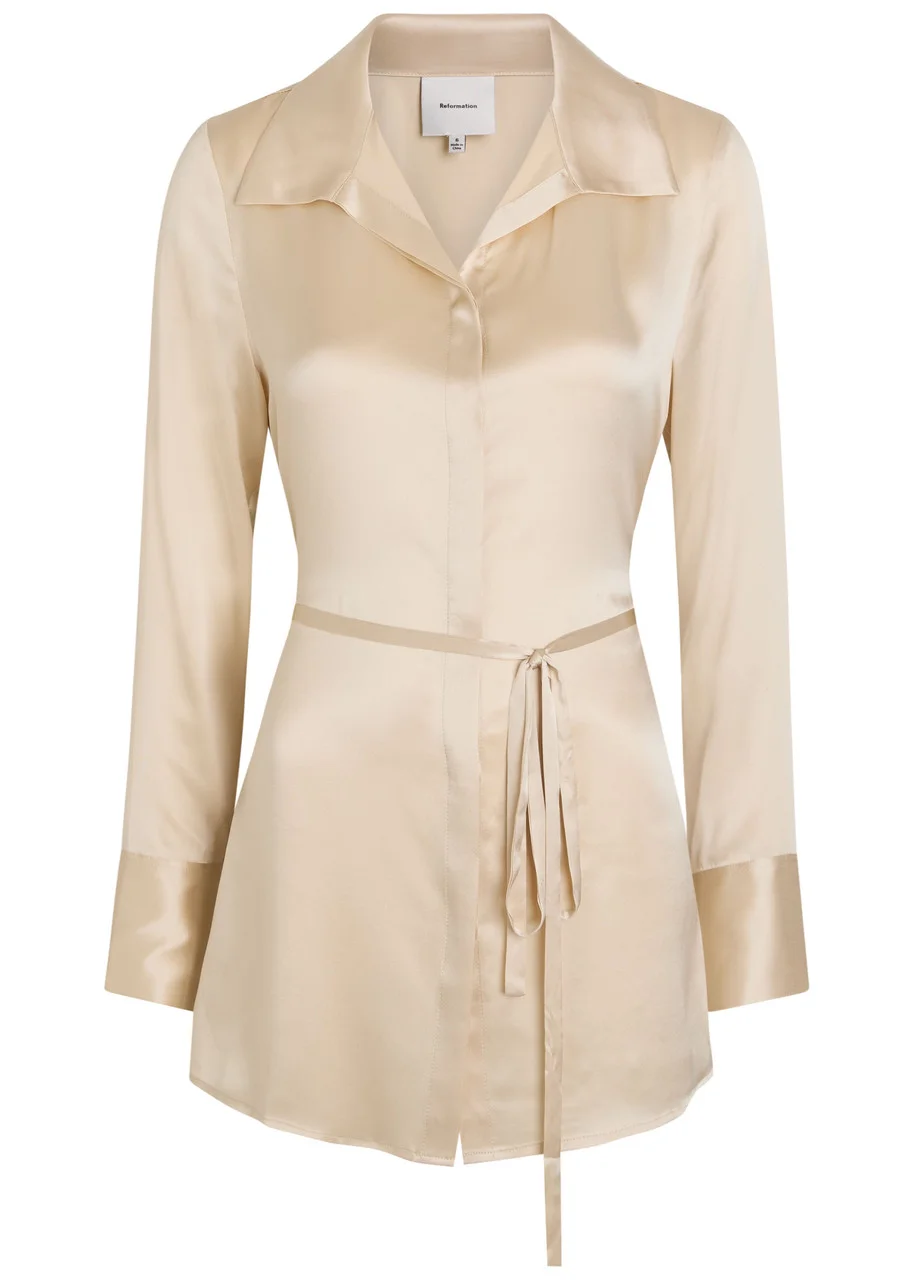 Reformation Camilla Waist-tie Silk Shirt - 1