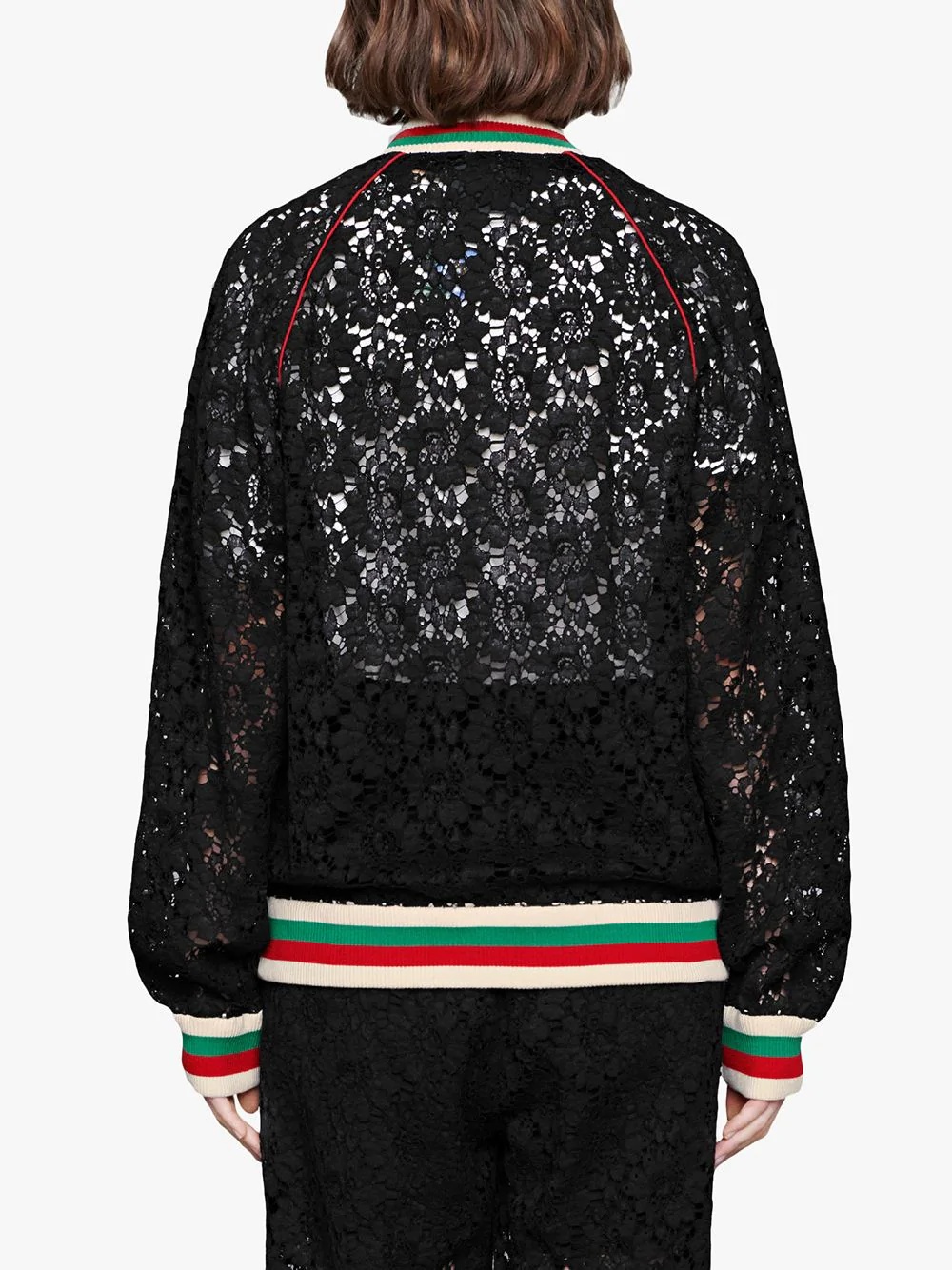 floral lace bomber jacket - 4