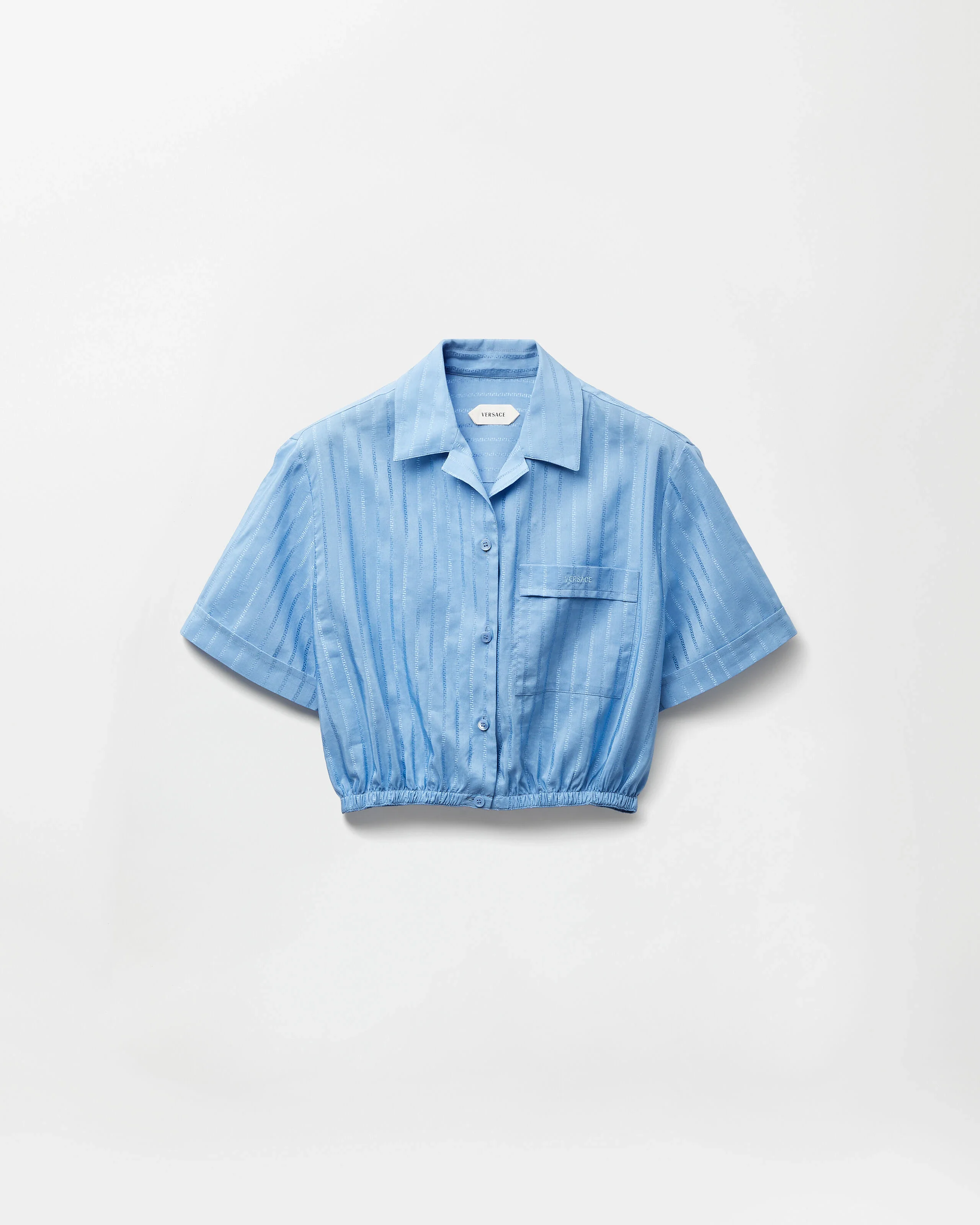 Jacquard Cotton-Silk Crop Shirt - 1
