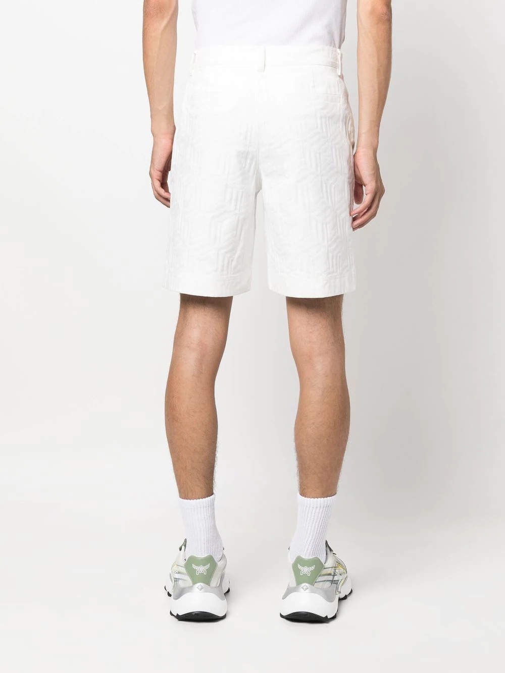 cubic-monogram tailored shorts - 4