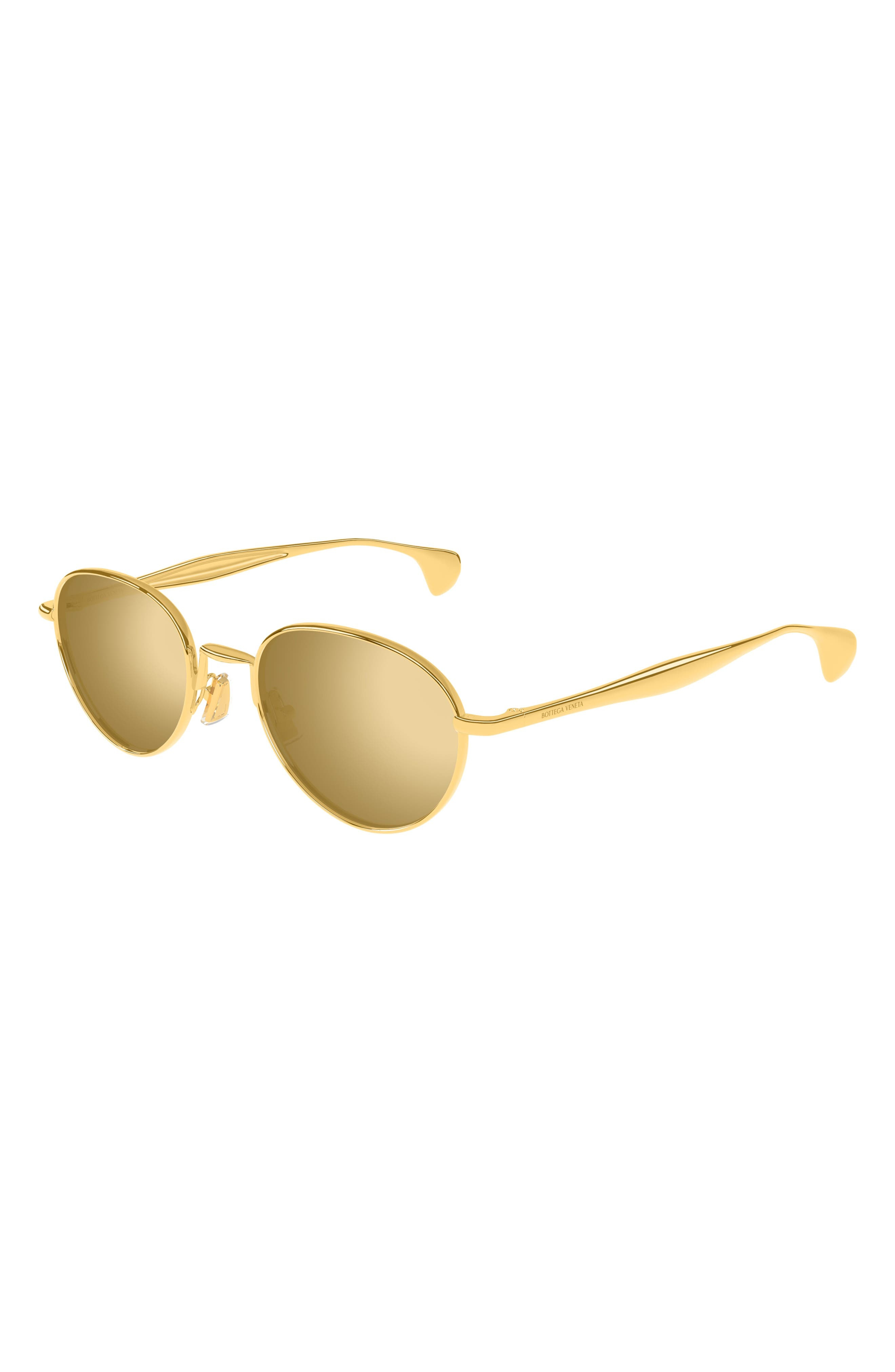 Bottega Veneta 50mm Small Oval Sunglasses in Gold at Nordstrom - 5