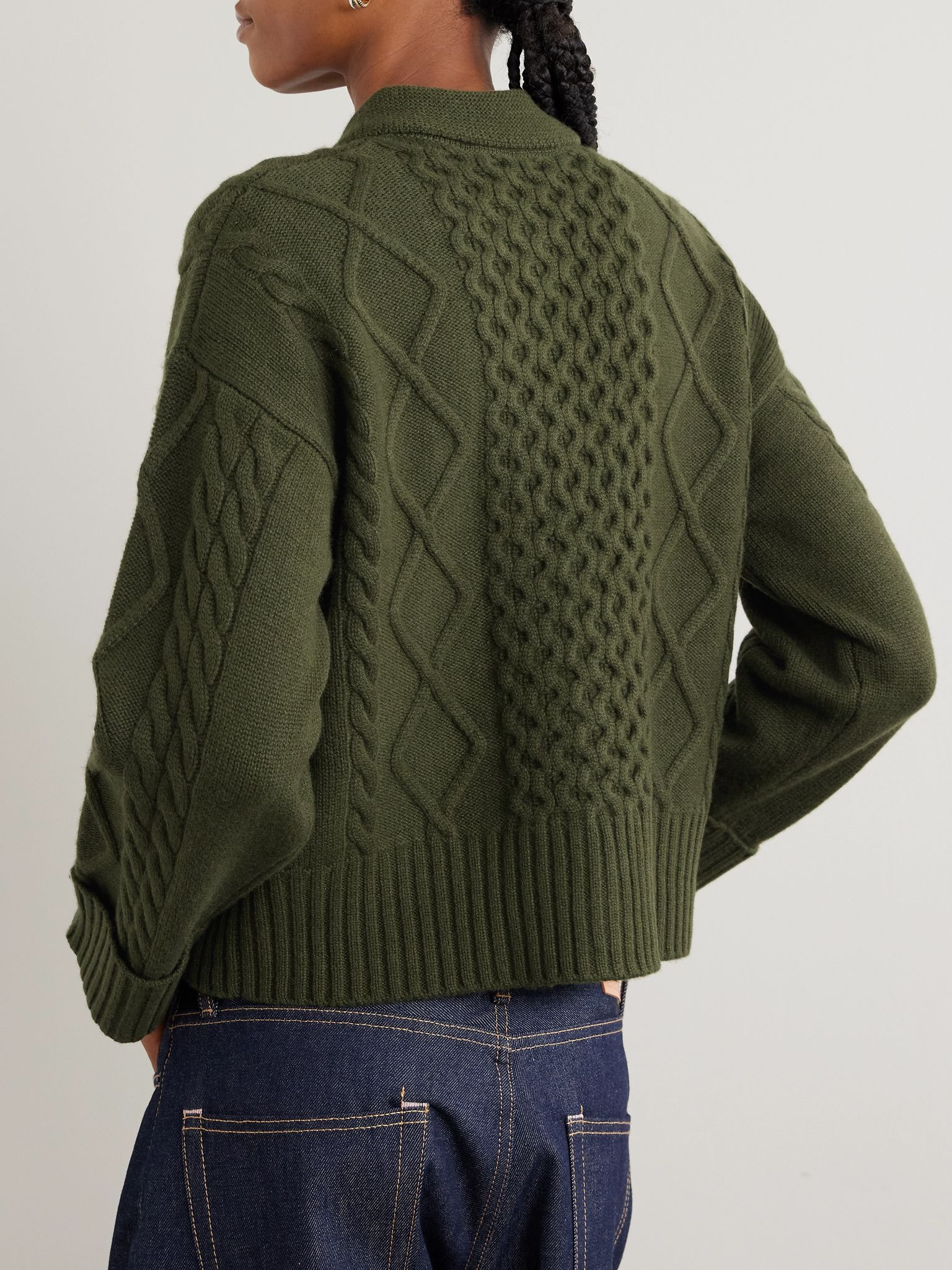 Columbia cable-knit cashmere cardigan Green - 3