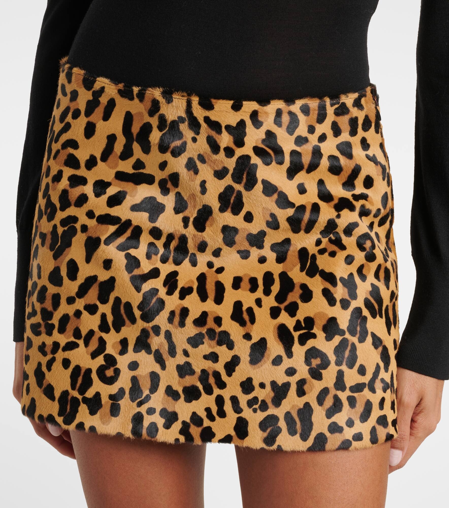 Leopard-print calf hair miniskirt - 4