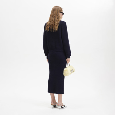 self-portrait Navy Soft Knit Midi Skirt outlook