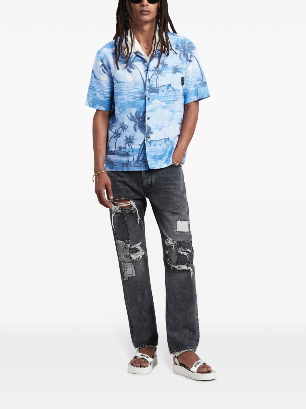 distressed straight-leg jeans - 2