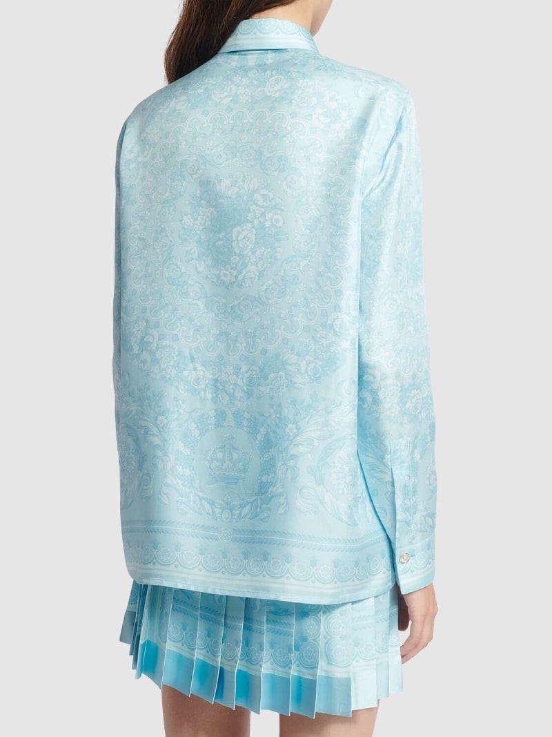 Barocco print silk twill formal shirt - 3
