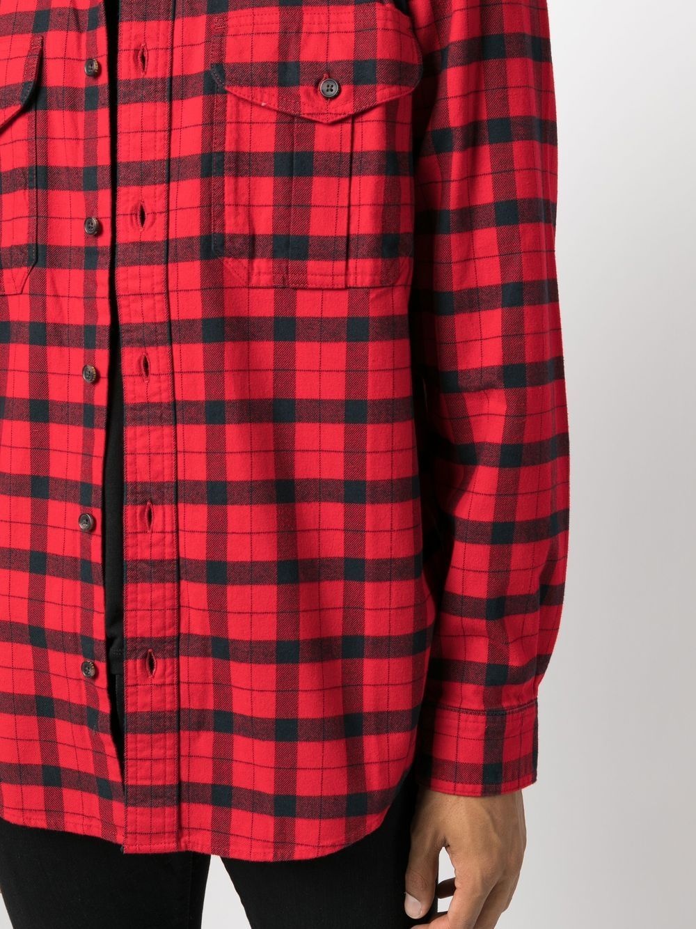 check-print long-sleeve shirt - 5