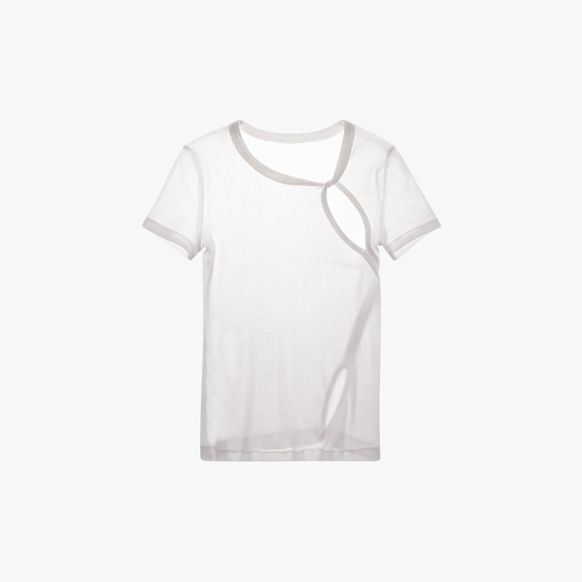 ASYMMETRICAL SLASH SHORT SLEEVE TOP - 1