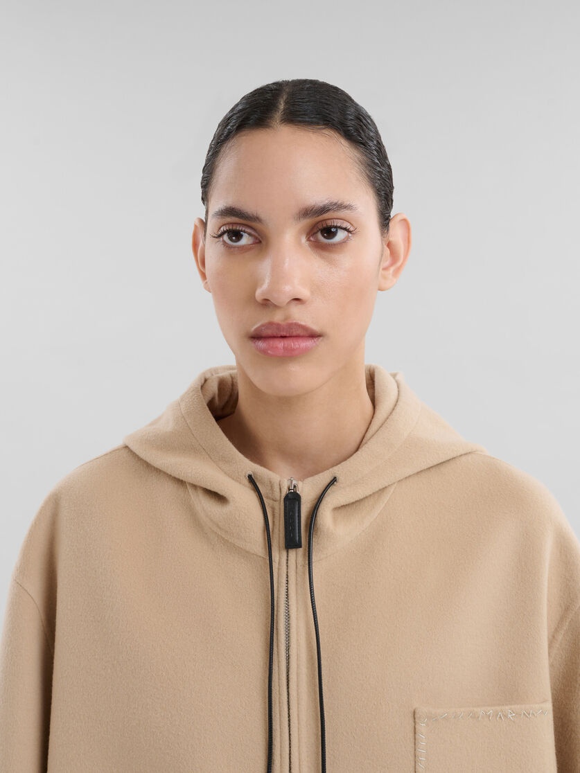 BEIGE WOOL-CASHMERE PARKA WITH MARNI MENDING - 4